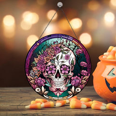 Halloween Acrylic Window Hanging Mexican Skull Painted Decorations