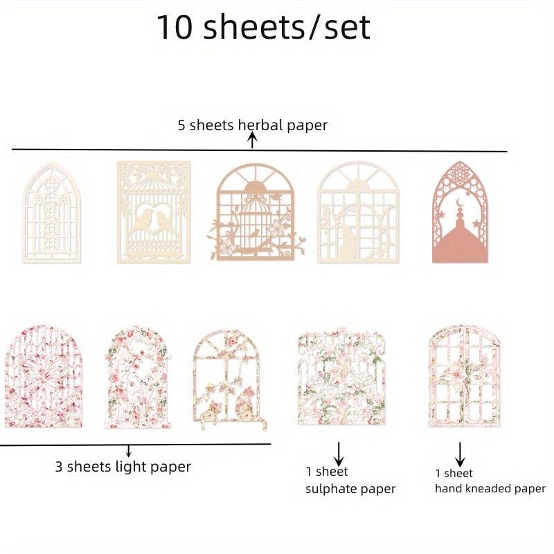 10-Piece Hollow Flower Window Paper Set