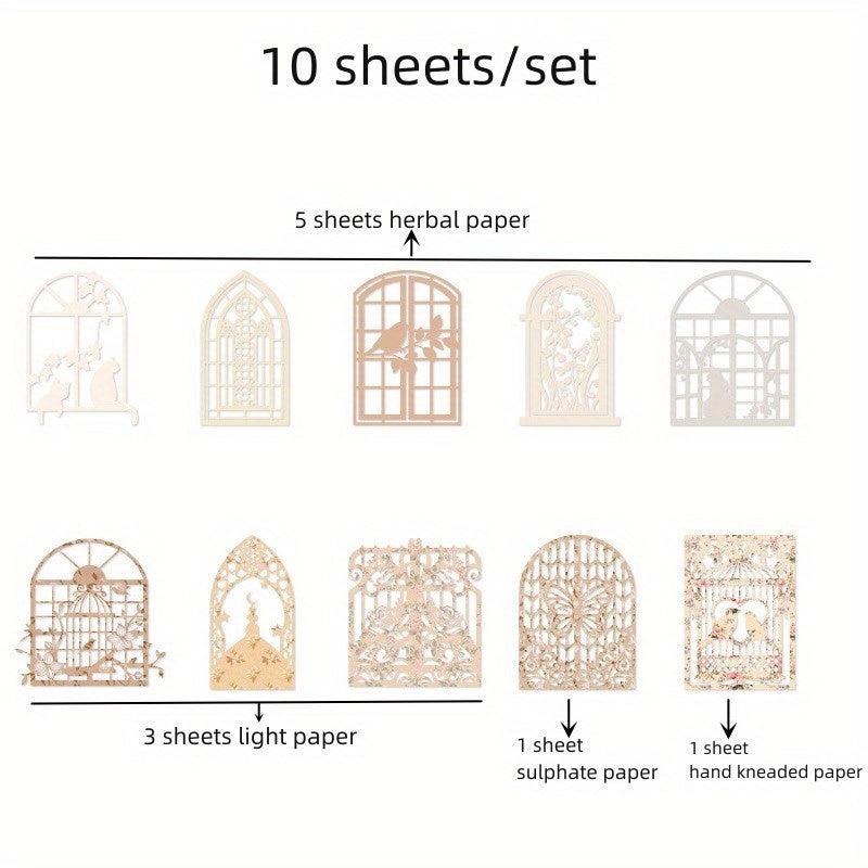 10-Piece Hollow Flower Window Paper Set
