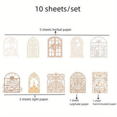 10-Piece Hollow Flower Window Paper Set