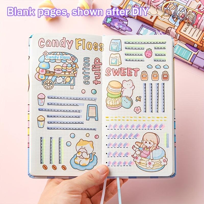 176 Pages Cartoon Notebook with Bookmark and Stickers for Students