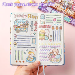 176 Pages Cartoon Notebook with Bookmark and Stickers for Students