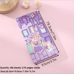 176 Pages Cartoon Notebook with Bookmark and Stickers for Students