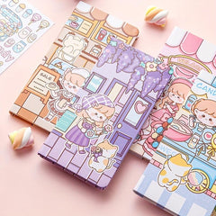176 Pages Cartoon Notebook with Bookmark and Stickers for Students