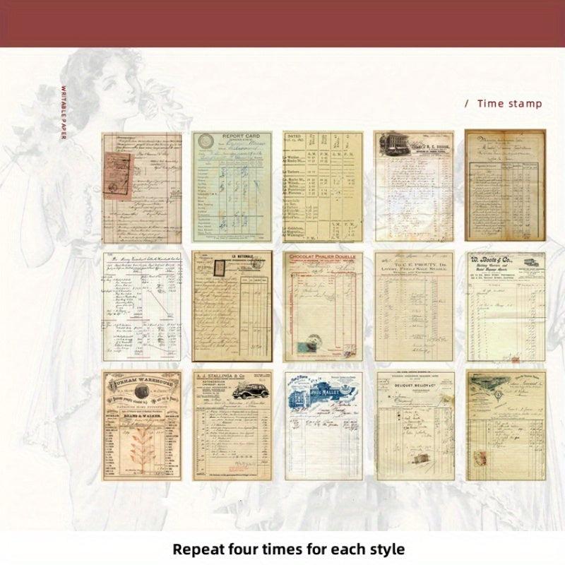 60pcs Vintage Time Book Series Scrapbook Paper Pack