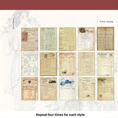 60pcs Vintage Time Book Series Scrapbook Paper Pack