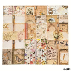 40pcs Retro Paper Note Library Series DIY Decorative Collage Base Material