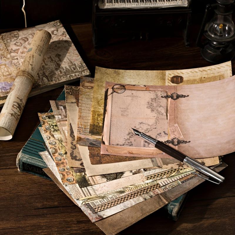 40pcs Retro Paper Note Library Series DIY Decorative Collage Base Material