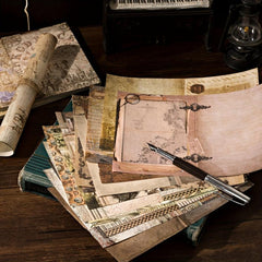 40pcs Retro Paper Note Library Series DIY Decorative Collage Base Material