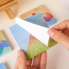 Beauty Girl 3D Sign on Landscape Painting Sticky Notes