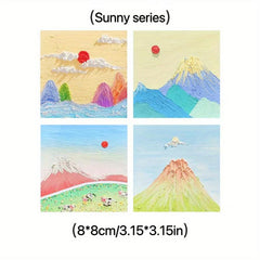 Beauty Girl 3D Sign on Landscape Painting Sticky Notes