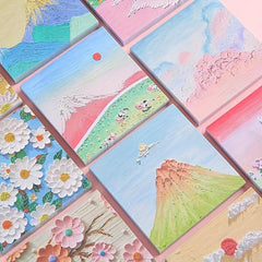 Beauty Girl 3D Sign on Landscape Painting Sticky Notes