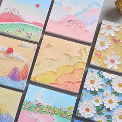 Beauty Girl 3D Sign on Landscape Painting Sticky Notes