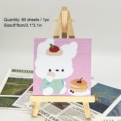 80 Sheets Cartoon Animal Sticky Notes For Students & Girls