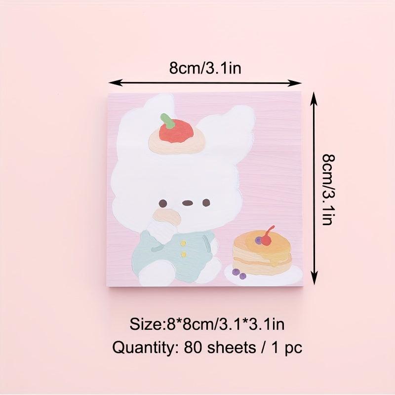 80 Sheets Cartoon Animal Sticky Notes For Students & Girls