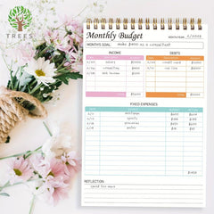 Trees Budget Planner Notepad - Expense Tracker & Accounts Book