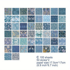 100 Sheets Vintage Floral Scrapbook Paper DIY Crafts Journals Decoupage