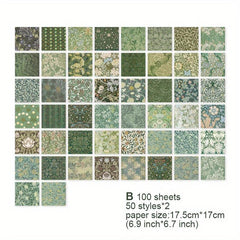 100 Sheets Vintage Floral Scrapbook Paper DIY Crafts Journals Decoupage
