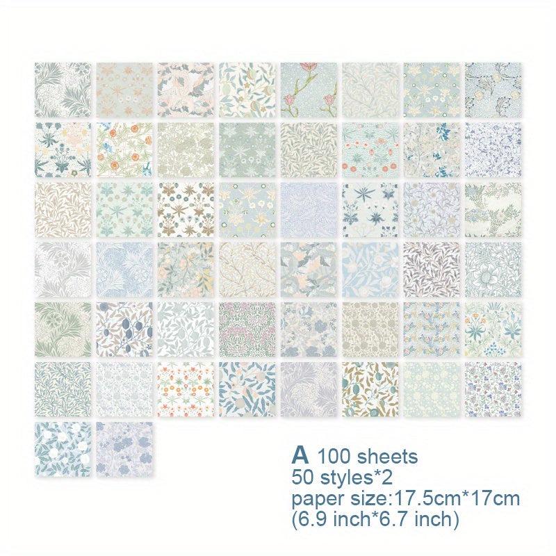 100 Sheets Vintage Floral Scrapbook Paper DIY Crafts Journals Decoupage