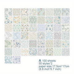 100 Sheets Vintage Floral Scrapbook Paper DIY Crafts Journals Decoupage