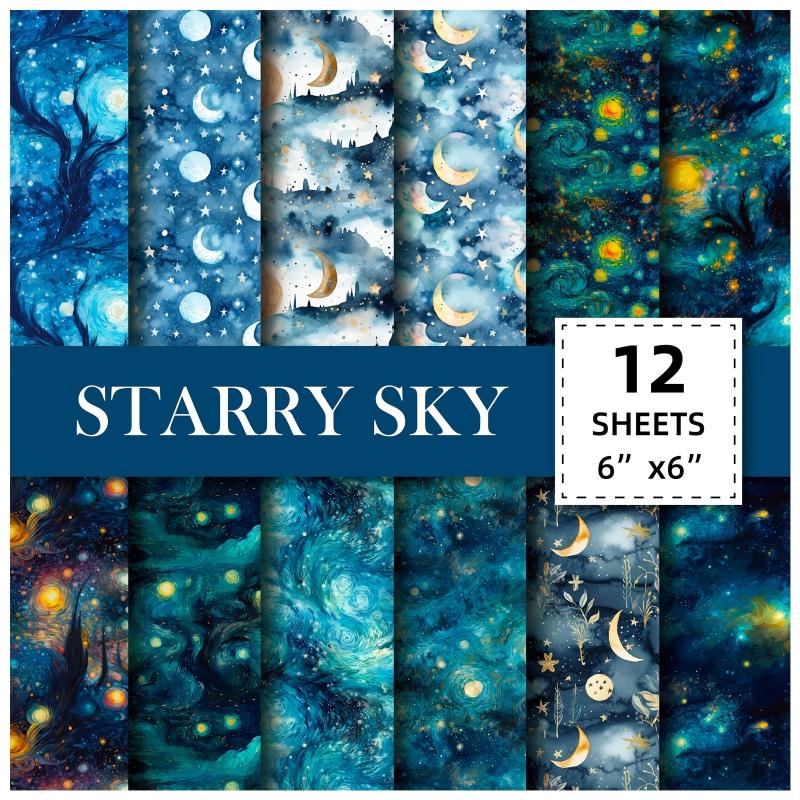 12pcs Starry Sky Series Brochure Material Paper for Background DIY Photo Album