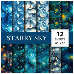 12pcs Starry Sky Series Brochure Material Paper for Background DIY Photo Album