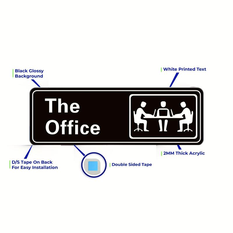 The Office Sign 9x3 Acrylic Self Adhesive for Door or Wall