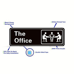 The Office Sign 9x3 Acrylic Self Adhesive for Door or Wall