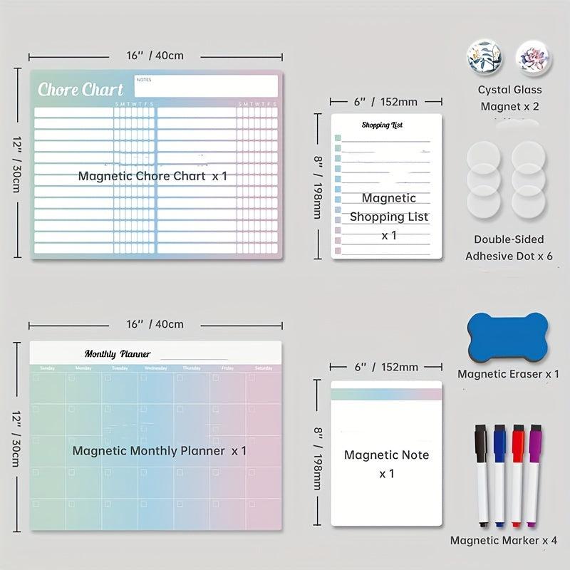 1pc Magnetic Calendar Schedule Sticker Set Soft Whiteboard Home Office Supplies