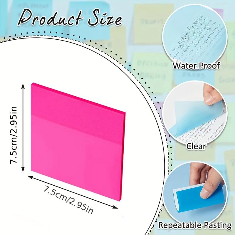 2pcs Transparent Stickers PET Perspective Stickers Self Stick Notes 50
