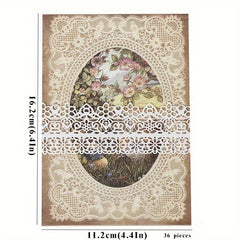 36pcs Vintage Lace Paper European Style Retro Lace Photo Frame
