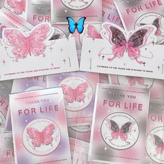 20pcs Pink Butterfly Sealing Sticker American Sticker Packaging Material Set