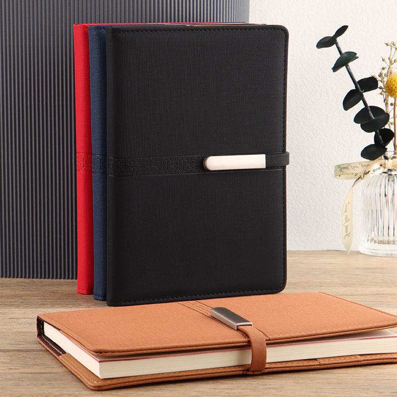 A5 Leather Notebook with Metal Buckle - Business & Office Essential