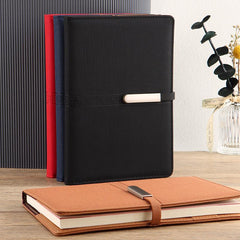 A5 Leather Notebook with Metal Buckle - Business & Office Essential