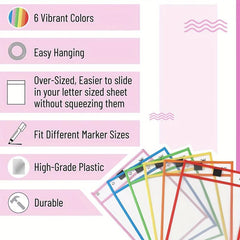 Oversized Reusable Dry Erase Pocket Sleeves Clear Plastic Sheet Protectors