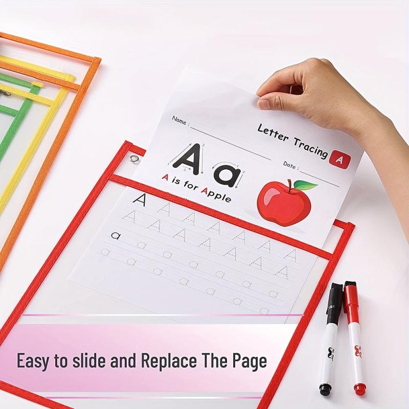 Oversized Reusable Dry Erase Pocket Sleeves Clear Plastic Sheet Protectors