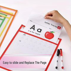 Oversized Reusable Dry Erase Pocket Sleeves Clear Plastic Sheet Protectors