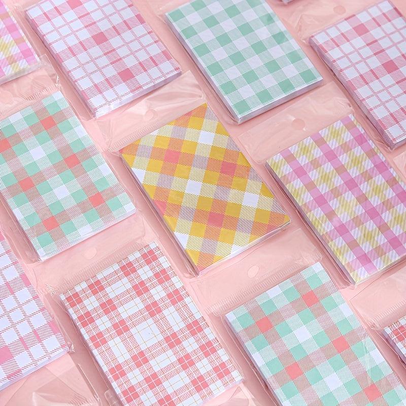 Cute Grid Pattern Sticky Notes 60 Sheets - Student Memo Notes Book
