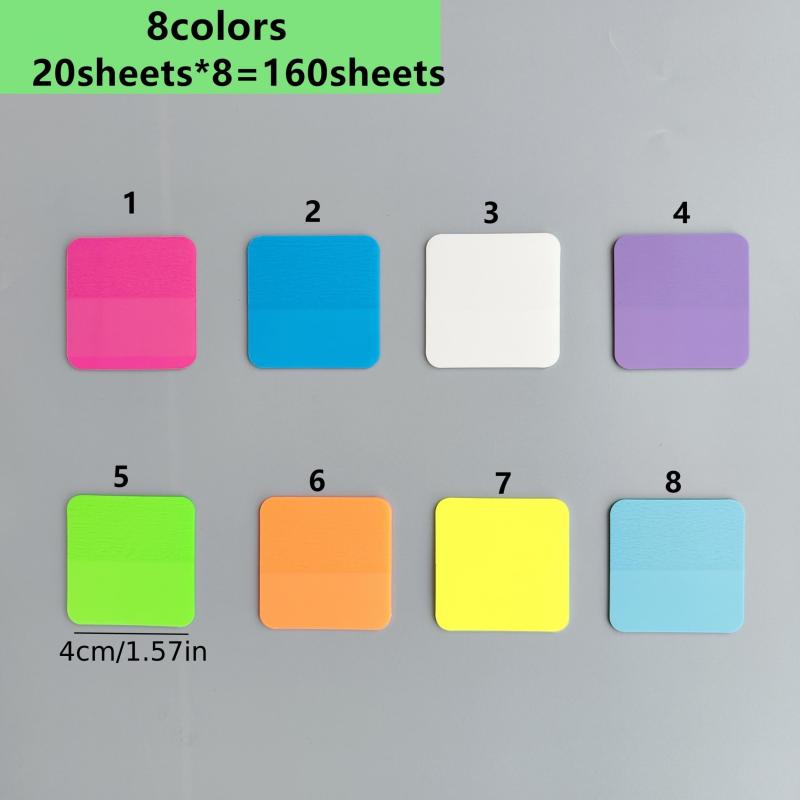 160 Sheets 8 Colors Transparent Sticky Notes Scrapes Stickers Note Pads Paper