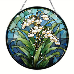 Acrylic Green Flowers Round Hanging Plate Decoration