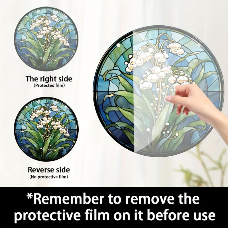 Acrylic Green Flowers Round Hanging Plate Decoration