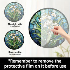 Acrylic Green Flowers Round Hanging Plate Decoration