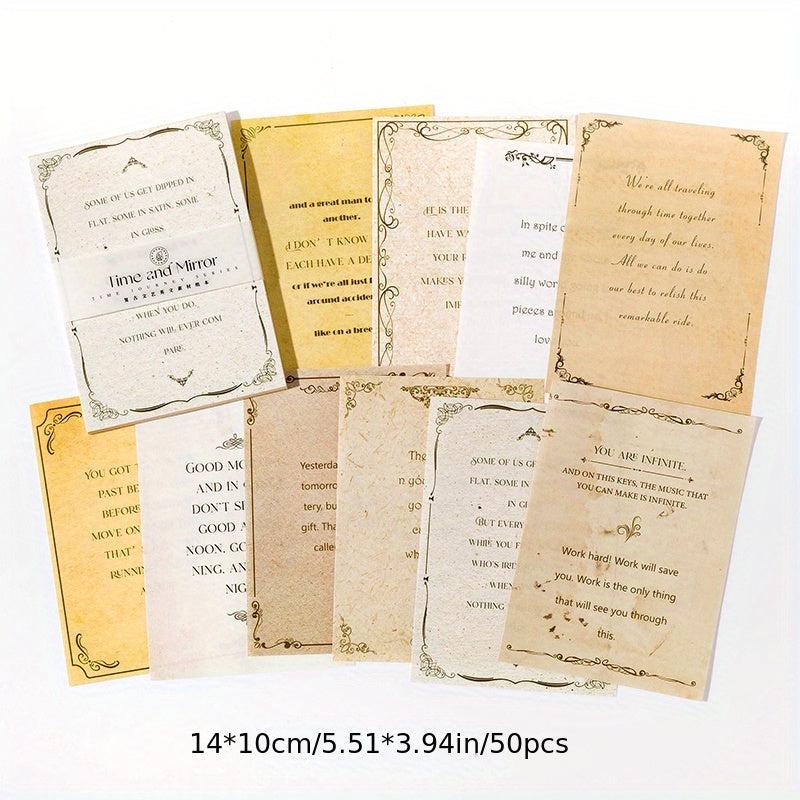 50 Sheets Retro English Journal Decoration Sticky Note Paper