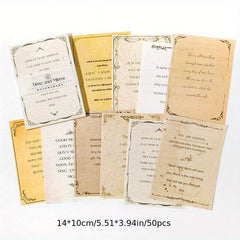 50 Sheets Retro English Journal Decoration Sticky Note Paper