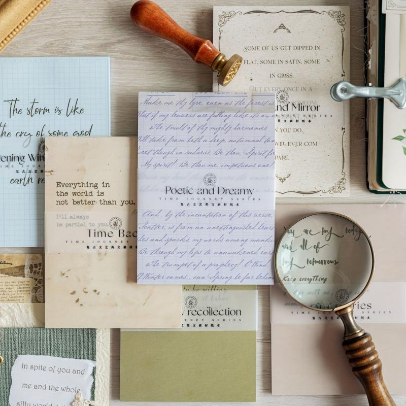 50 Sheets Retro English Journal Decoration Sticky Note Paper