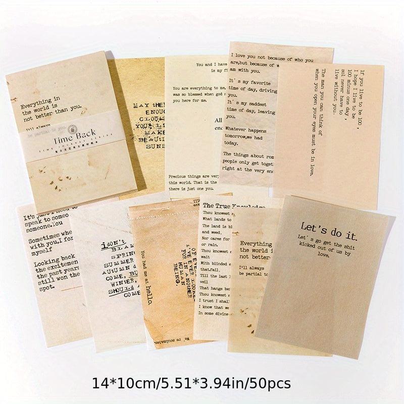 50 Sheets Retro English Journal Decoration Sticky Note Paper
