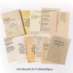 50 Sheets Retro English Journal Decoration Sticky Note Paper