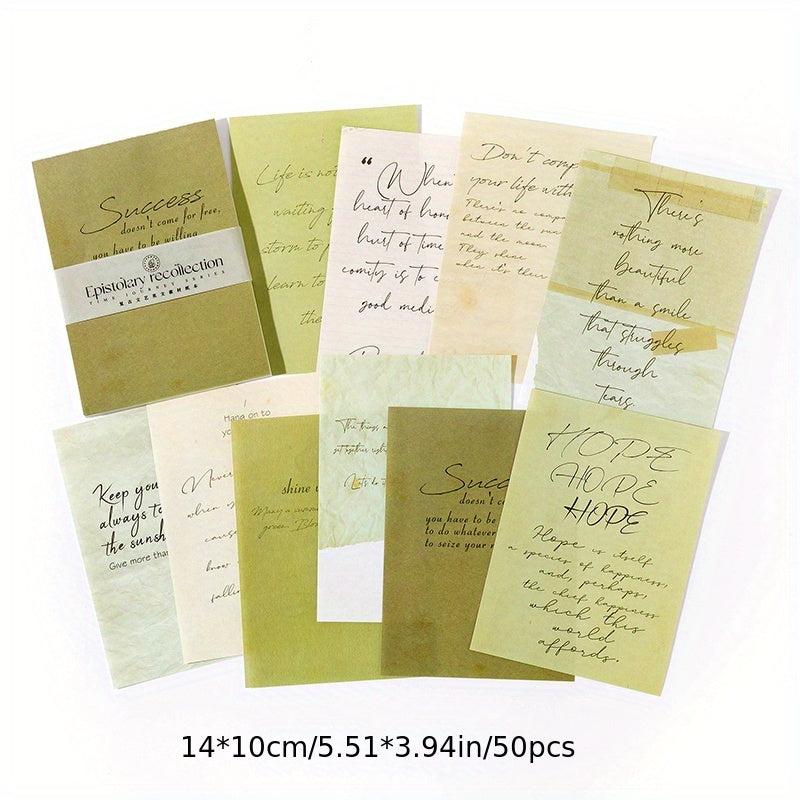 50 Sheets Retro English Journal Decoration Sticky Note Paper