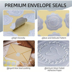 2pcs Silvery Heart Embossed Stickers Envelope Sealing Stickers