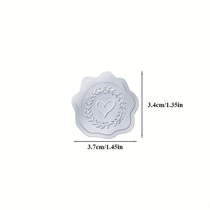 2pcs Silvery Heart Embossed Stickers Envelope Sealing Stickers